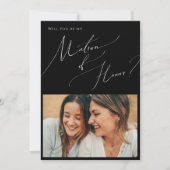 スクリプトミニマル |名誉カードのブラックフォトマトロン 招待状 (正面)