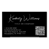 スクリプトミニマルQRコードプロフェッショナルブラック マグネット名刺 (正面)