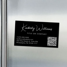 スクリプトミニマルQRコードプロフェッショナルブラック マグネット名刺