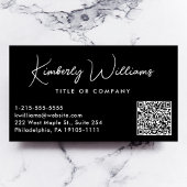 スクリプトミニマルQRコードプロフェッショナルブラック 名刺