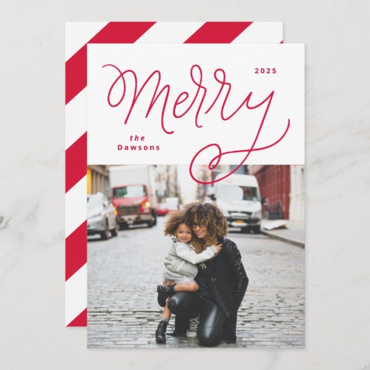 スクリプトメリーおもしろいはっきりしたホリデーカード シーズンカード (正面/裏面)