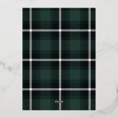 スクリプトメリークリスマスグリーンタータンチェック写真休日 箔シーズンカード (裏面)