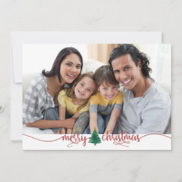 スクリプトメリークリスマスツリー赤グリーン2写真 シーズンカード