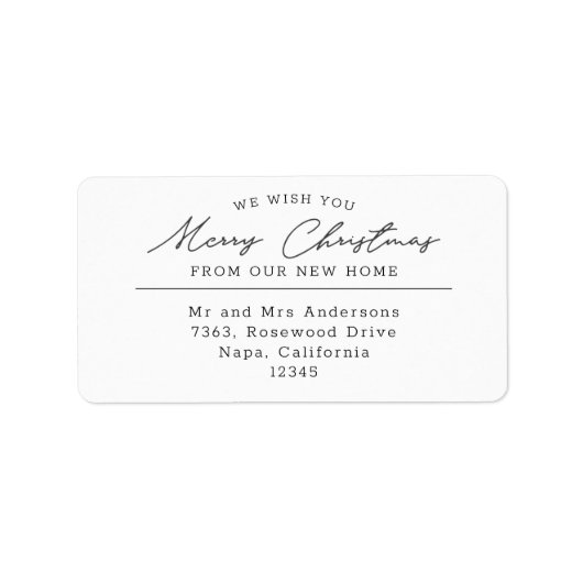 スクリプトメリークリスマスニューホーム差出人住所 ラベル (正面)