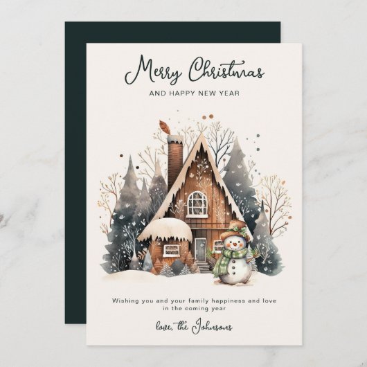 スクリプトメリークリスマスフラットホリデーカード シーズンカード (正面/裏面)