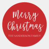スクリプトメリークリスマスホリデーファミリー名 ラウンドシール (正面)