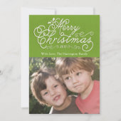 スクリプトメリークリスマスホリデーフォトカードグリーン シーズンカード (正面)