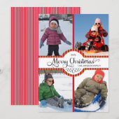 スクリプトメリークリスマスホリデー4枚の写真 シーズンカード (正面/裏面)