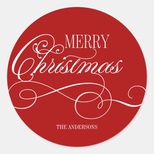 スクリプトメリークリスマスホリデー ラウンドシール (正面)