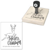 スクリプトメリークリスマスモダン、ラインアートディアーラージ ラバースタンプ (押印)