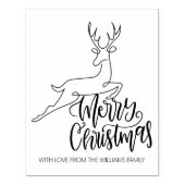 スクリプトメリークリスマスモダン、ラインアートディアーラージ ラバースタンプ (インプリント)