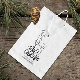 スクリプトメリークリスマスモダン、ラインアートディアーラージ ラバースタンプ