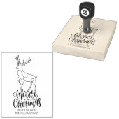 スクリプトメリークリスマスモダン、ラインアートディアーラージ ラバースタンプ (押印)