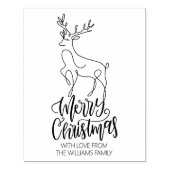 スクリプトメリークリスマスモダン、ラインアートディアーラージ ラバースタンプ (インプリント)