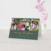 スクリプトメリークリスマス3フォトグリーン実在金ゴールド 箔シーズンカード (蘭)