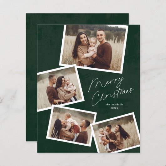 スクリプトメリークリスマス4写真バジェットホリデーカード (正面/裏面)