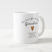 スクリプトモダンおばあちゃんのバラ金ゴールドハート(名前あり) ジャンボコーヒーマグカップ (正面右)