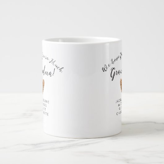 スクリプトモダンおばあちゃんのバラ金ゴールドハート（名前あり） ジャンボコーヒーマグカップ (正面)