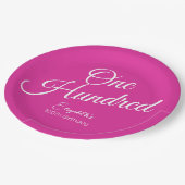 スクリプトモダンだけのピンク100誕生日 ペーパープレート (アングル)