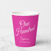 スクリプトモダンだけのピンク100誕生日 紙コップ (正面)