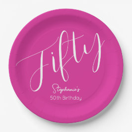 スクリプトモダンだけのピンク50誕生日 ペーパープレート