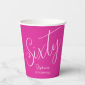 スクリプトモダンだけのピンク60誕生日 紙コップ (裏面)