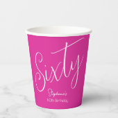 スクリプトモダンだけのピンク60誕生日 紙コップ (正面)
