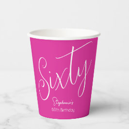 スクリプトモダンだけのピンク60誕生日 紙コップ