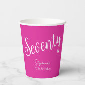 スクリプトモダンだけのピンク70誕生日 紙コップ (裏面)