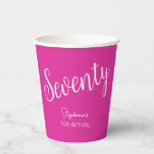 スクリプトモダンだけのピンク70誕生日 紙コップ (正面)
