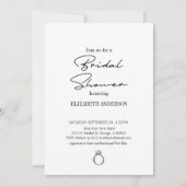 スクリプトモダンとリングや輪ブライダルシャワー 招待状 (正面)