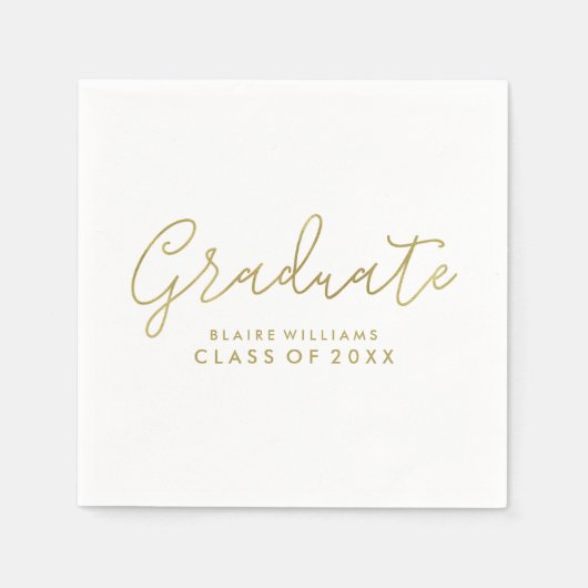 スクリプトモダンのパーソナライズされた卒業 スタンダードカクテルナプキン (正面)