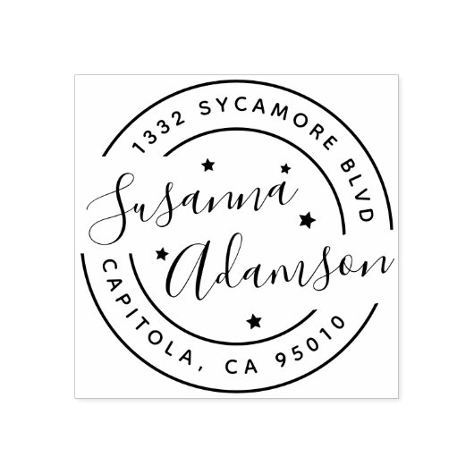 スクリプトモダンのフルネームのラウンド差出人住所 ラバースタンプ (インプリント)