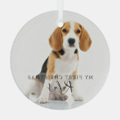 スクリプトモダンのペット名マイ初めてのクリスマス写真 ガラスオーナメント (裏面)