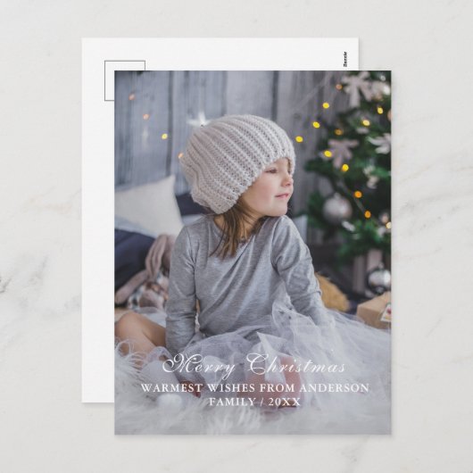 スクリプトモダンの個人用設定のクリスマスフォト シーズンポストカード (正面/裏面)