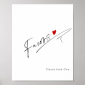 スクリプトモダンの優先赤いハートブライダルシャワー ポスター (正面)