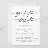 スクリプトモダンの卒業お祝いパーティー写真 招待状 (正面)