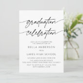 スクリプトモダンの卒業お祝いパーティー写真 招待状 (スタンド正面)