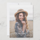 スクリプトモダンの卒業お祝いパーティー写真 招待状 (裏面)