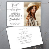 スクリプトモダンの卒業お祝いパーティー写真 招待状