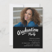 スクリプトモダンの卒業の両面フォトパーティー 案内状 (裏面)