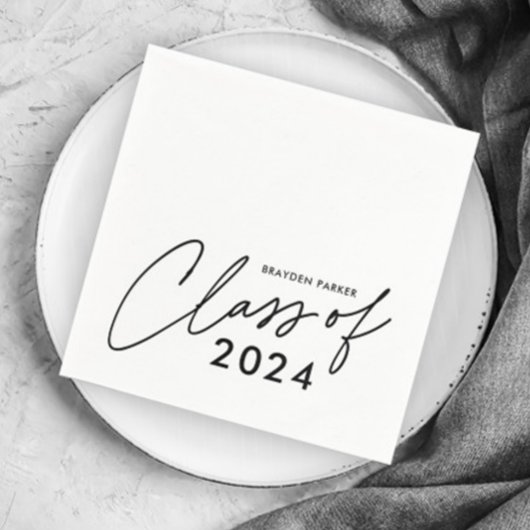 スクリプトモダンの卒業クラス スタンダードカクテルナプキン