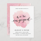 スクリプトモダンの水彩婚約パーティ インビテーションポストカード (正面/裏面)