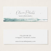 スクリプトモダンの水色イヤリングディスプレイカード (正面&裏面)