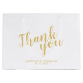 スクリプトモダンの白と金ゴールドの結婚式の引き出物 ラージペーパーバッグ (正面)