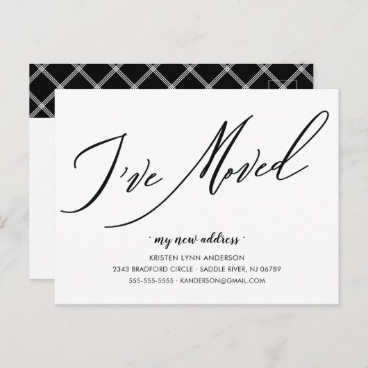 スクリプトモダンの移動アナウンスのPostc ポストカード (正面/裏面)