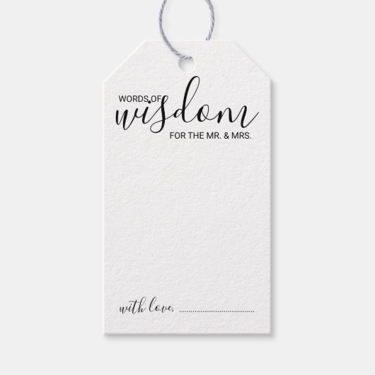 スクリプトモダンの結婚アドバイスとウィッシュのギフトラベル ギフトタグ (正面)