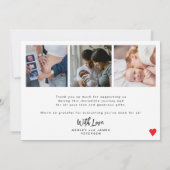 スクリプトモダンようこそ新生児フォトコラージュ誕生 案内状 (裏面)