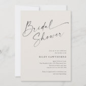 スクリプトモダンアイボリーボホブライダルシャワー 招待状 (正面)