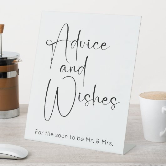 スクリプトモダンウェディングシャワーアドバイスとウィッシュ 台座サイン (インサイチュ)